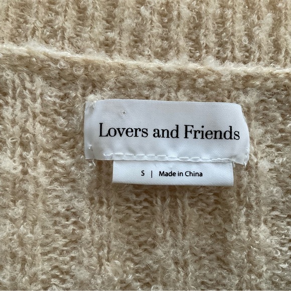 Lovers + Friends Caroline Cardigan Sz S Tan V-Neck Ribbed Grandmacore Slouchy - Picture 3 of 11